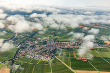Village under clouds from the north in Insheim in the state Rhineland-Palatinate, Germany