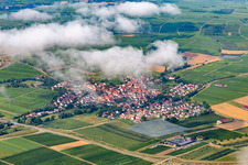 Aerial view of Village under clouds from the northeast in Impflingen in the state Rhineland-Palatinate, Germany