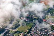 Low clouds over the geothermal power plant Insheim in Insheim in the state Rhineland-Palatinate, Germany