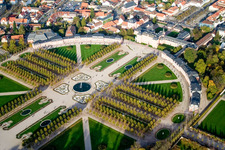 Castle Garden Schwetzingen in Schwetzingen in the state Baden-Wuerttemberg, Germany viewn from the air