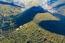 Luger Geiersteine from the east in Lug in the state Rhineland-Palatinate, Germany