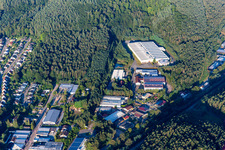 Aerial view of Schuhmacher Packaging GmbH in Hauenstein in the state Rhineland-Palatinate, Germany