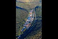 Industrial area on the Alte Bundesstraße with Gundermann, Gusto Palatino GmbH & Co. KG and Schuh Marke Gmbh & Co. Kg and in Hauenstein in the state Rhineland-Palatinate, Germany