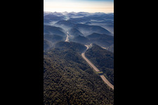 Route of the B10 in the Queichtal through the Palatinate Forest from Hinterweidenthal to Annweiler in Münchweiler an der Rodalb in the state Rhineland-Palatinate, Germany