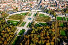 Drone image of Castle Garden Schwetzingen in Schwetzingen in the state Baden-Wuerttemberg, Germany