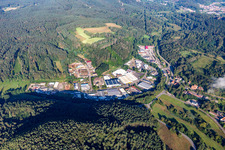 Oblique view of Reichenbach industrial area in Dahn in the state Rhineland-Palatinate, Germany
