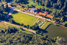 Motorhome parking space at Lake Silz in Silz in the state Rhineland-Palatinate, Germany