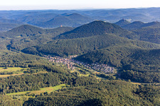 Aerial view of From the south in Waldrohrbach in the state Rhineland-Palatinate, Germany