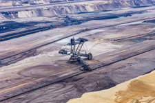 Hoisting crane in the Garzweiler open-cast lignite mine in the district Hochneukirch in Jüchen in the state North Rhine-Westphalia, Germany