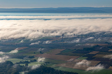 Wind farm at Minfeld in clouds in Minfeld in the state Rhineland-Palatinate, Germany