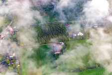 Seehof corn maze under low clouds in Steinweiler in the state Rhineland-Palatinate, Germany