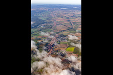 Village with clouds from the east in Freckenfeld in the state Rhineland-Palatinate, Germany