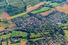 District Billigheim in Billigheim-Ingenheim in the state Rhineland-Palatinate, Germany seen from a drone