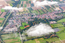 Aerial photograpy of Village under autumn clouds in Winden in the state Rhineland-Palatinate, Germany