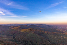 Paragliders over the Palatinate Forest in Oberotterbach in the state Rhineland-Palatinate, Germany