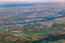 Aerial view of Villages in the Klingbachtal in the district Ingenheim in Billigheim-Ingenheim in the state Rhineland-Palatinate, Germany