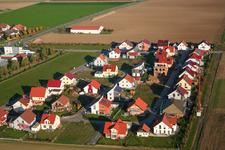Aerial photograpy of New development area Brotäcker: Buchenweg in Steinweiler in the state Rhineland-Palatinate, Germany