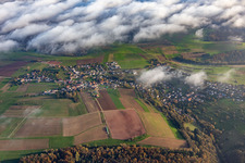 Village from the northwest under clouds in Kröppen in the state Rhineland-Palatinate, Germany