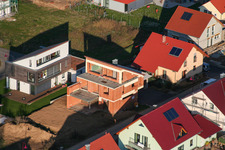 Oblique view of New development area Brotäcker: Buchenweg in Steinweiler in the state Rhineland-Palatinate, Germany