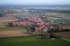 Aerial view of From the west in Erlenbach bei Kandel in the state Rhineland-Palatinate, Germany