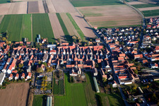 Aerial view of Village from the west in the district Hayna in Herxheim bei Landau in the state Rhineland-Palatinate, Germany