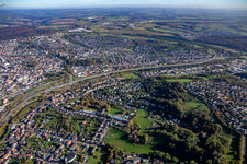 Route of the A8 motorway along the city in the district Ixheim in Zweibrücken in the state Rhineland-Palatinate, Germany
