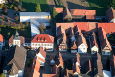 Aerial photograpy of Main Street in the district Hayna in Herxheim bei Landau in the state Rhineland-Palatinate, Germany