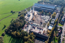 Aerial view of Onroad GmbH (special and heavy transport, crane transfers, crane work) in the district Bierbach in Blieskastel in the state Saarland, Germany