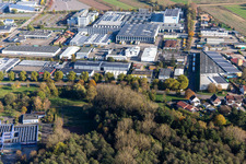 Industrial area in the Krummenäckern in the district Webenheim in Blieskastel in the state Saarland, Germany from above