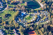 Aerial view of Caravan site Mühlenweiher in the district Kirkel-Neuhäusel in Kirkel in the state Saarland, Germany