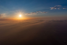 Sunset over the Northern Vosges and the Palatinate Forest in Climbach in the state Bas-Rhin, France