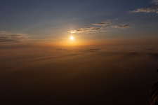 Aerial view of Sunset over the Northern Vosges and the Palatinate Forest in Climbach in the state Bas-Rhin, France