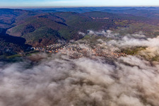 Village on the edge of the clouds in Oberotterbach in the state Rhineland-Palatinate, Germany