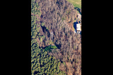 Bismarck Tower in Bad Bergzabern in the state Rhineland-Palatinate, Germany from the plane