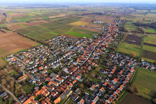 View of the town from the southwest in Freckenfeld in the state Rhineland-Palatinate, Germany