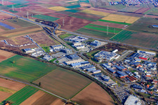 Aerial view of Industrial estate in the Speyer Valley in Rülzheim in the state Rhineland-Palatinate, Germany