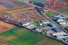 Aerial photograpy of Industrial estate in the Speyer Valley in Rülzheim in the state Rhineland-Palatinate, Germany