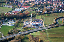 Drilling rig at the geothermal power plant Insheim in Insheim in the state Rhineland-Palatinate, Germany
