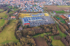 Aerial photograpy of Engel&Engelk GmbH Car dealership and fashion park Röther in the Südpfalz Center in Rohrbach in the state Rhineland-Palatinate, Germany