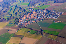 Aerial view of View of the town from the southwest in Steinweiler in the state Rhineland-Palatinate, Germany