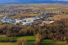 Horst industrial estate from the northwest in the district Minderslachen in Kandel in the state Rhineland-Palatinate, Germany