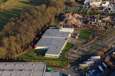Aerial view of Thermo Fisher on Erlenbachweg in the district Minderslachen in Kandel in the state Rhineland-Palatinate, Germany