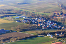 Wasgaustraße and sports field at Dierbachalle in Dierbach in the state Rhineland-Palatinate, Germany