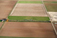 Aerial view of Model airfield of the FMC Offenbach eV in Offenbach an der Queich in the state Rhineland-Palatinate, Germany