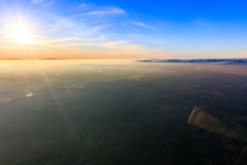 Rhine plain under the winter fog, only the Vosges stand out in Schleithal in the state Bas-Rhin, France