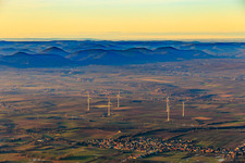 Wind farm in winter in Freckenfeld in the state Rhineland-Palatinate, Germany