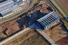 Aerial view of New building in Interpark in Offenbach an der Queich in the state Rhineland-Palatinate, Germany
