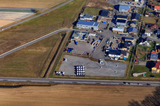 Geräutäcker industrial estate with Schubbert Transporte GmbH & Co.KG (bulk materials, waste disposal, earthworks and demolition work) and Ulrich Walter Reifenhandel in Hatzenbühl in the state Rhineland-Palatinate, Germany