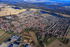 Village view from the west in Leimersheim in the state Rhineland-Palatinate, Germany