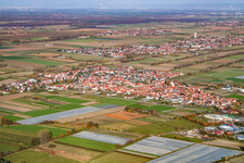 View of the town from the southwest in Zeiskam in the state Rhineland-Palatinate, Germany